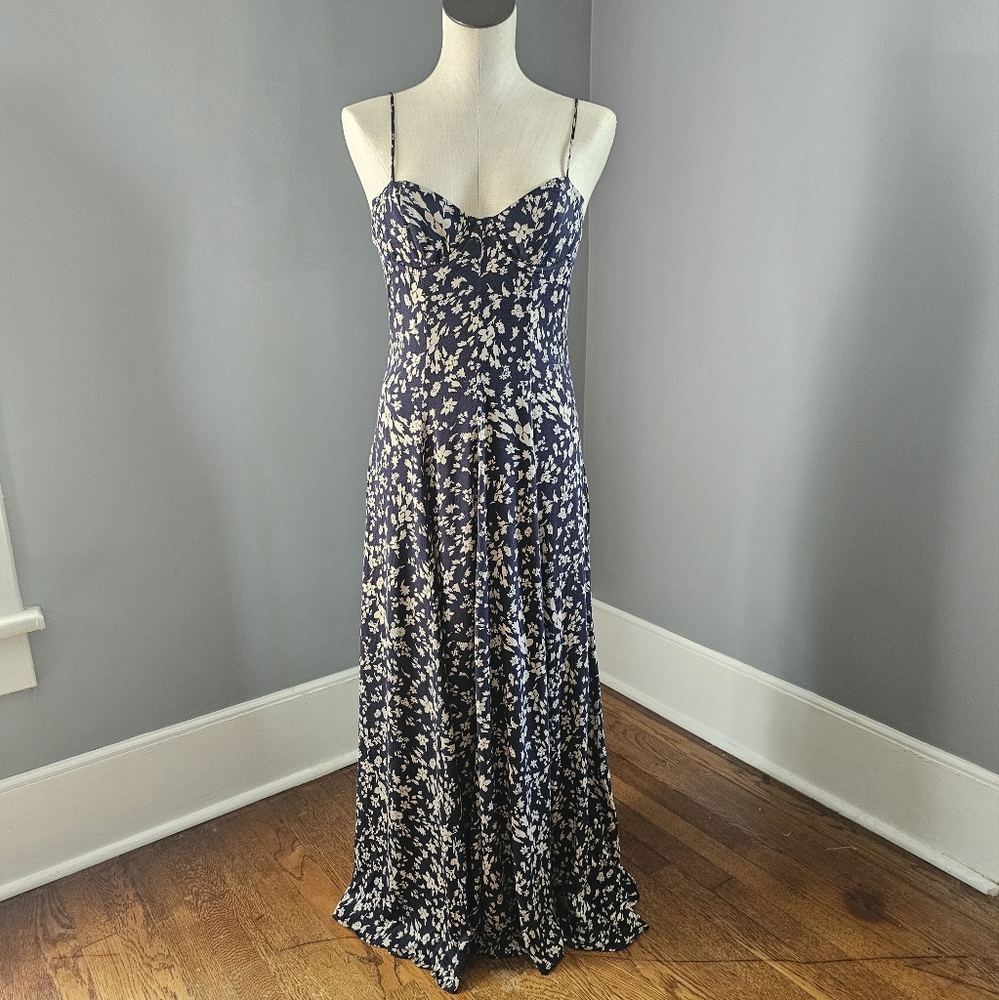 Free People Navy Floral Maxi Dress Size 2